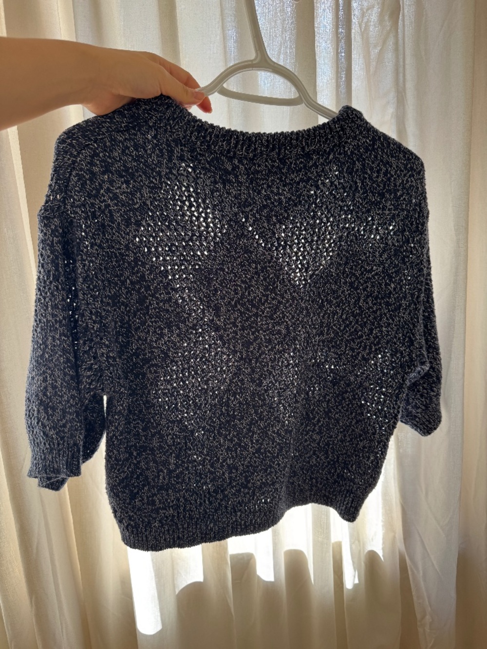Cropped vintage 100% cotton women's sweater, like new size s small diamond knit